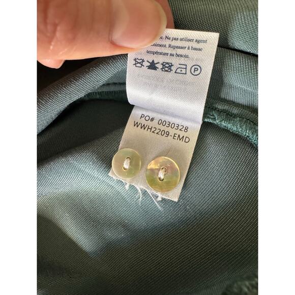 FAHERTY Vintage Silk Velvet Genevieve Shirt Emerald Green Size XS - Picture 9 of 10